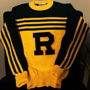 Vintage CHEERLEADER SWEATER gold yellow blue green